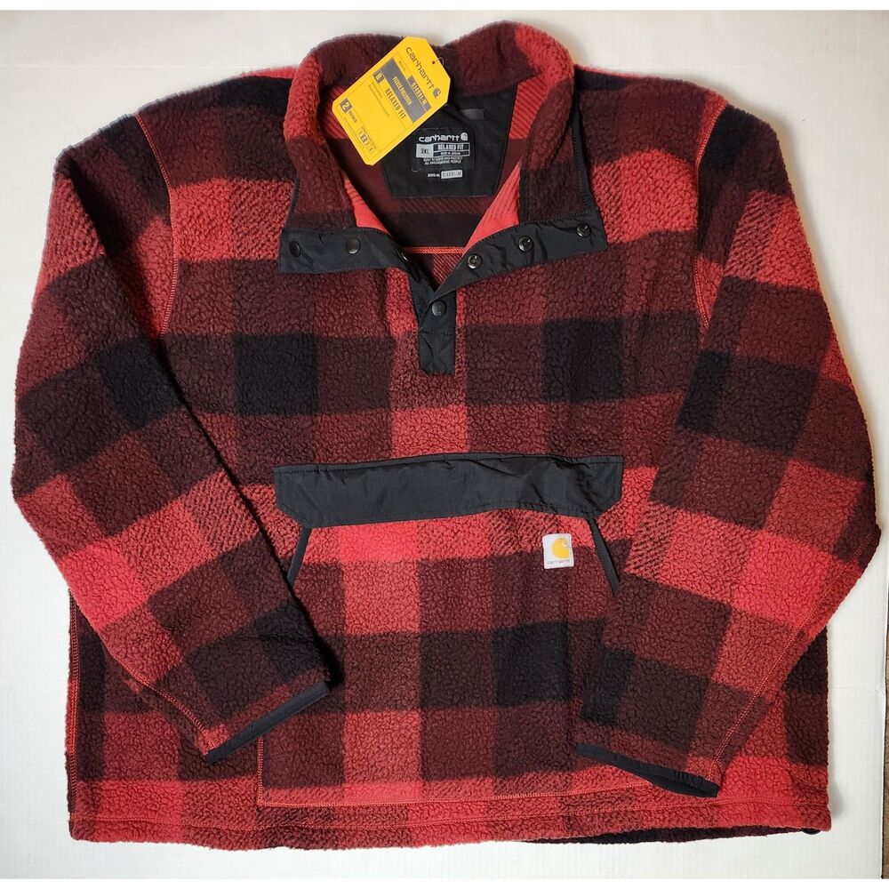 Carhartt Relaxed Fit Fleece Pullover 3XL Red/Black Plaid
